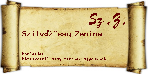 Szilvássy Zenina névjegykártya